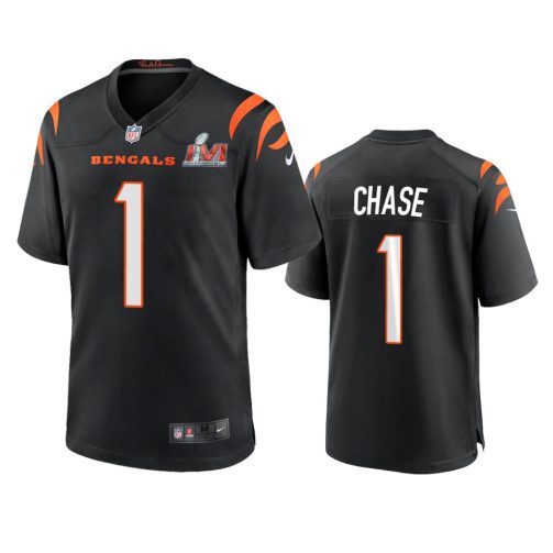 Men’s Cincinnati Bengals JaMarr Chase 2022 Black Super Bowl LVI Game Jersey
