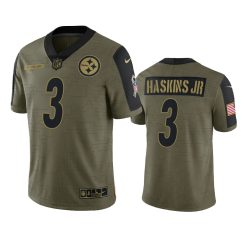 Mens Pittsburgh Steelers Dwayne Haskins Jr. #3 Olive Salute To Service Stitched Jersey