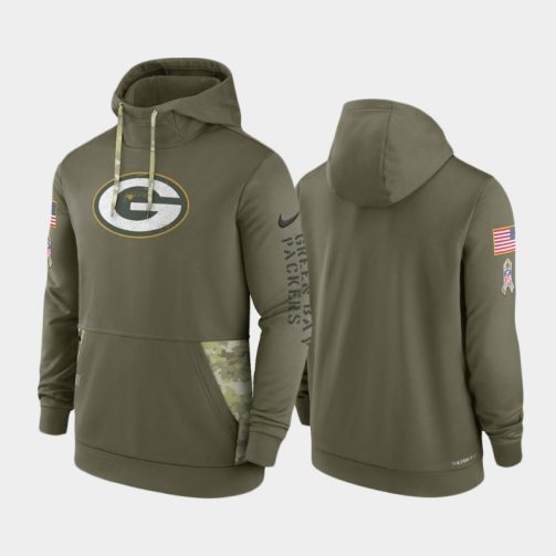 Men's Green Bay Packers 2022 Salute to Service Therma Hoodie - Olive