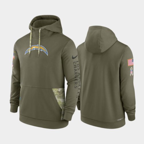 Men's Los Angeles Chargers 2022 Salute to Service Therma Hoodie - Olive