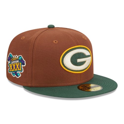 Green Bay Packers Harvest New Era 59FIFTY Fitted NFL Cap Brown